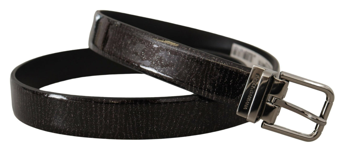 Ceinture en cuir verni noir Dolce & Gabbana avec boucle en métal