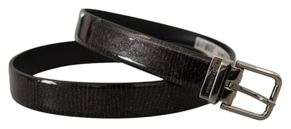 Ceinture en cuir verni noir Dolce & Gabbana avec boucle en métal