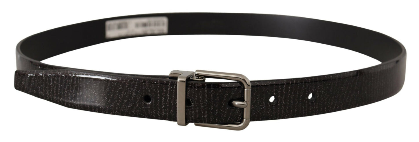 Ceinture en cuir verni noir Dolce & Gabbana avec boucle en métal