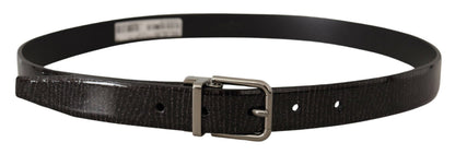 Ceinture en cuir verni noir Dolce & Gabbana avec boucle en métal