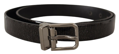 Ceinture en cuir verni noir Dolce & Gabbana avec boucle en métal