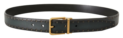 Ceinture Dolce & Gabbana en cuir perforé vert et métal laiton