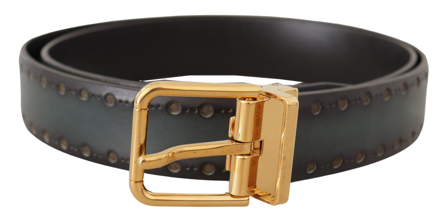 Ceinture Dolce & Gabbana en cuir perforé vert et métal laiton
