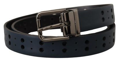 Ceinture Dolce & Gabbana en cuir perforé bleu avec boucle en métal