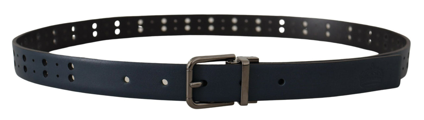 Ceinture Dolce & Gabbana en cuir perforé bleu avec boucle en métal