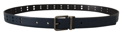 Ceinture Dolce & Gabbana en cuir perforé bleu avec boucle en métal
