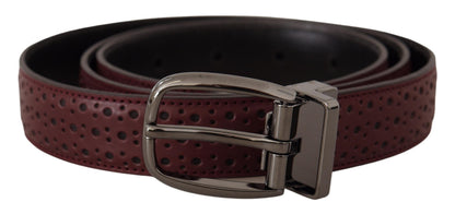 Ceinture Dolce & Gabbana en cuir perforé marron avec boucle en métal