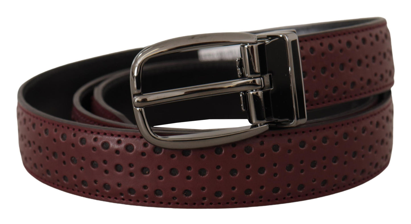 Ceinture Dolce & Gabbana en cuir perforé marron avec boucle en métal