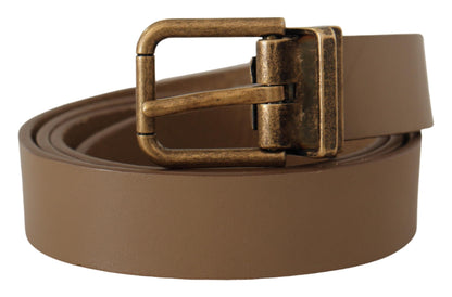 Ceinture classique Dolce & Gabbana en cuir marron avec boucle en laiton