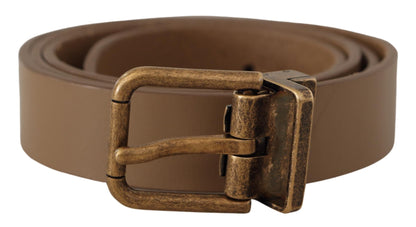 Ceinture classique Dolce & Gabbana en cuir marron avec boucle en laiton
