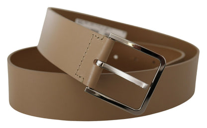Ceinture Dolce & Gabbana en cuir de veau beige avec large boucle en métal argenté