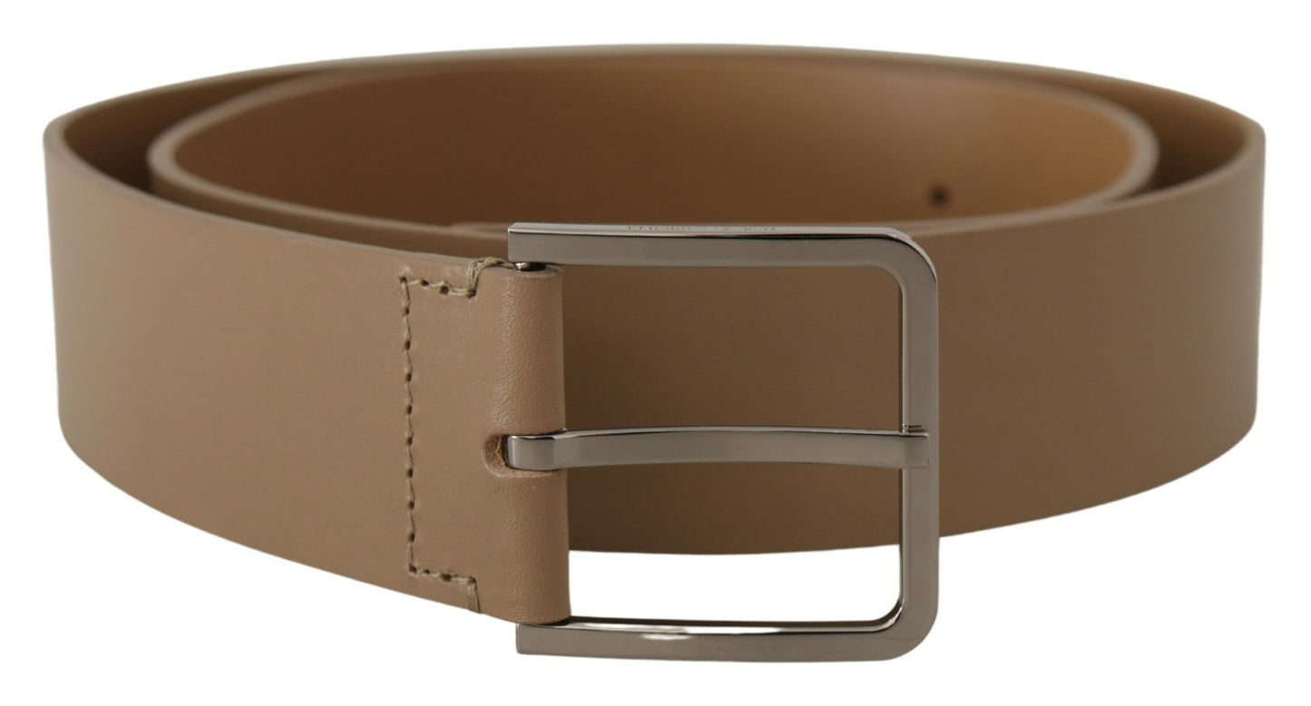 Ceinture Dolce & Gabbana en cuir de veau beige avec large boucle en métal argenté