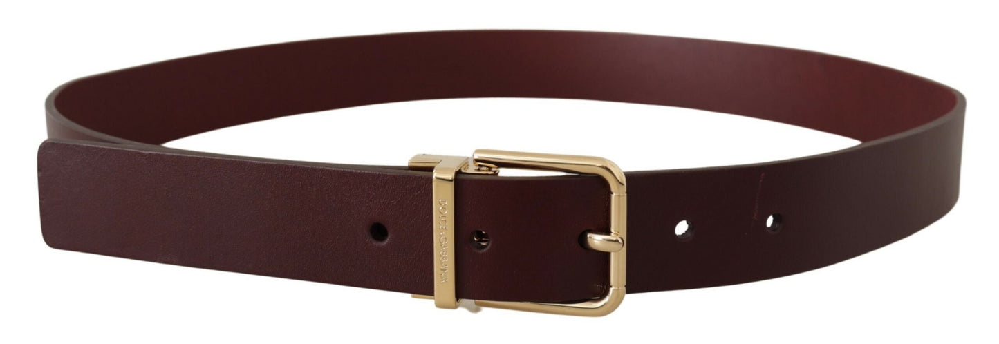 Ceinture Dolce & Gabbana en cuir de veau marron, boucle en métal doré