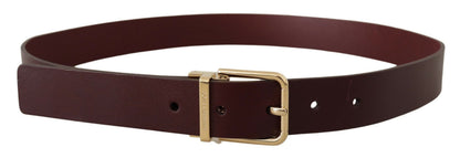 Ceinture Dolce & Gabbana en cuir de veau marron, boucle en métal doré