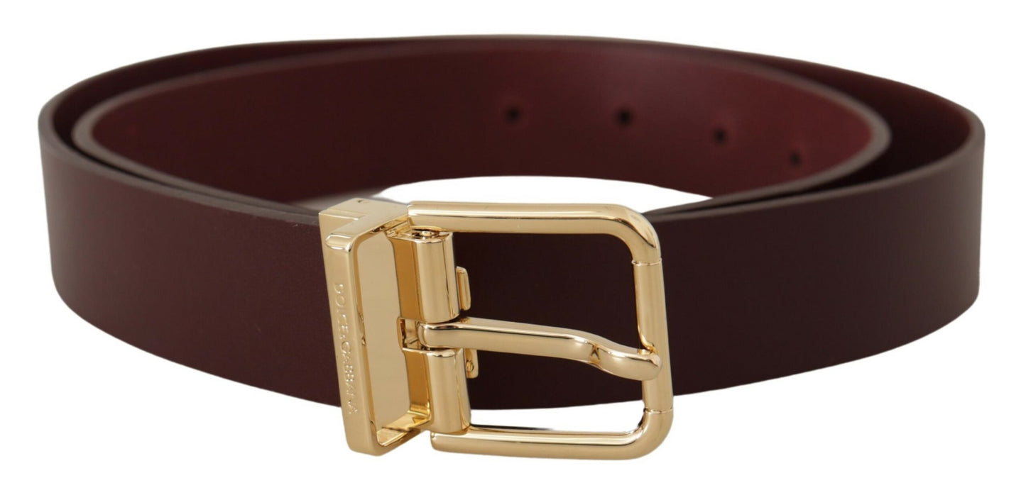 Ceinture Dolce & Gabbana en cuir de veau marron, boucle en métal doré