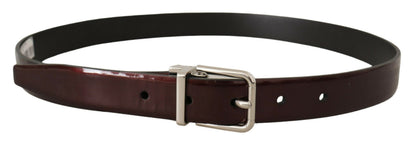 Ceinture Dolce & Gabbana en cuir verni marron avec boucle en métal argenté