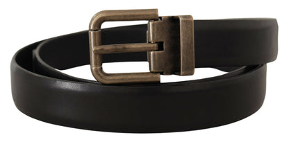 Ceinture Dolce & Gabbana en cuir de veau noir et boucle ardillon en laiton brossé