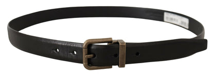 Ceinture Dolce & Gabbana en cuir de veau noir et boucle ardillon en laiton brossé