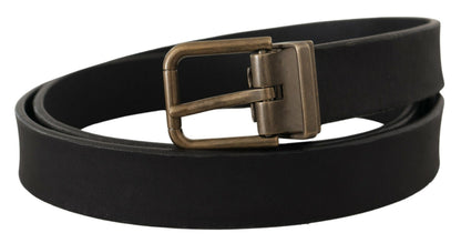 Ceinture classique Dolce & Gabbana en cuir noir avec boucle en métal laiton grainé