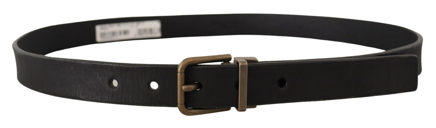 Ceinture classique Dolce & Gabbana en cuir noir avec boucle en métal laiton grainé