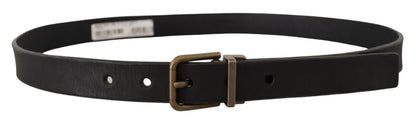 Ceinture classique Dolce & Gabbana en cuir noir avec boucle en métal laiton grainé
