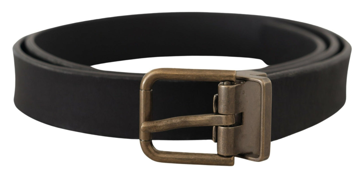 Ceinture classique Dolce & Gabbana en cuir noir avec boucle en métal laiton grainé