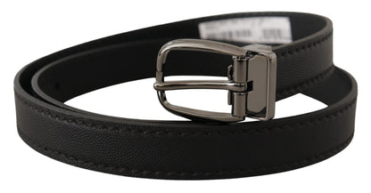 Ceinture en cuir noir avec boucle logo en métal Dolce & Gabbana