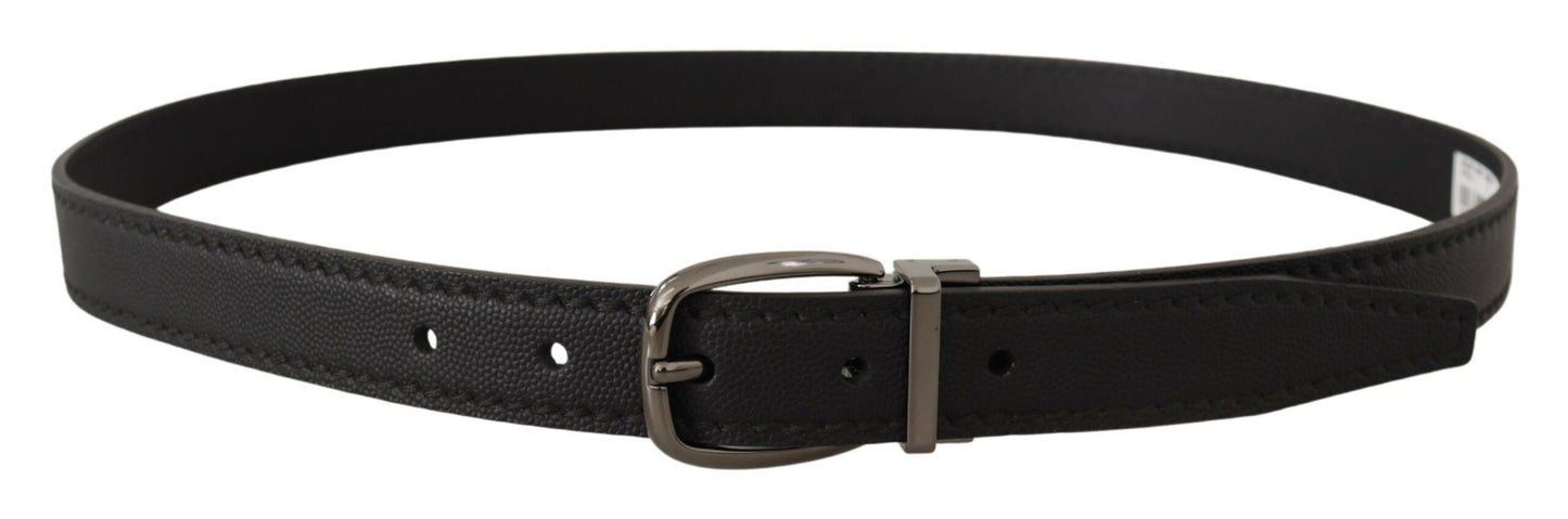 Ceinture en cuir noir avec boucle logo en métal Dolce & Gabbana