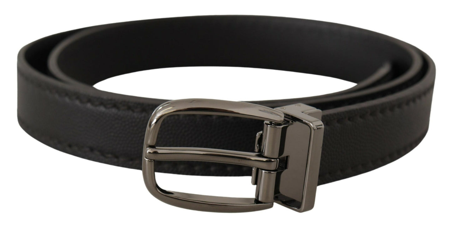 Ceinture en cuir noir avec boucle logo en métal Dolce & Gabbana
