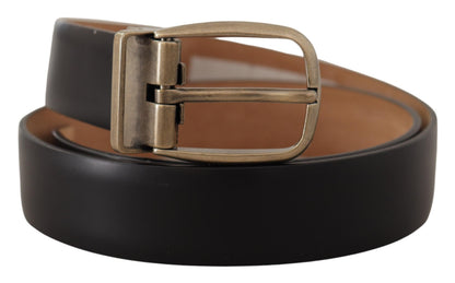 Ceinture Dolce & Gabbana en cuir noir et marron avec boucle en métal vintage