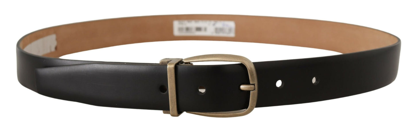 Ceinture Dolce & Gabbana en cuir noir et marron avec boucle en métal vintage