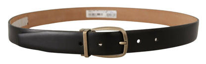Ceinture Dolce & Gabbana en cuir noir et marron avec boucle en métal vintage