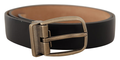 Ceinture Dolce & Gabbana en cuir noir et marron avec boucle en métal vintage