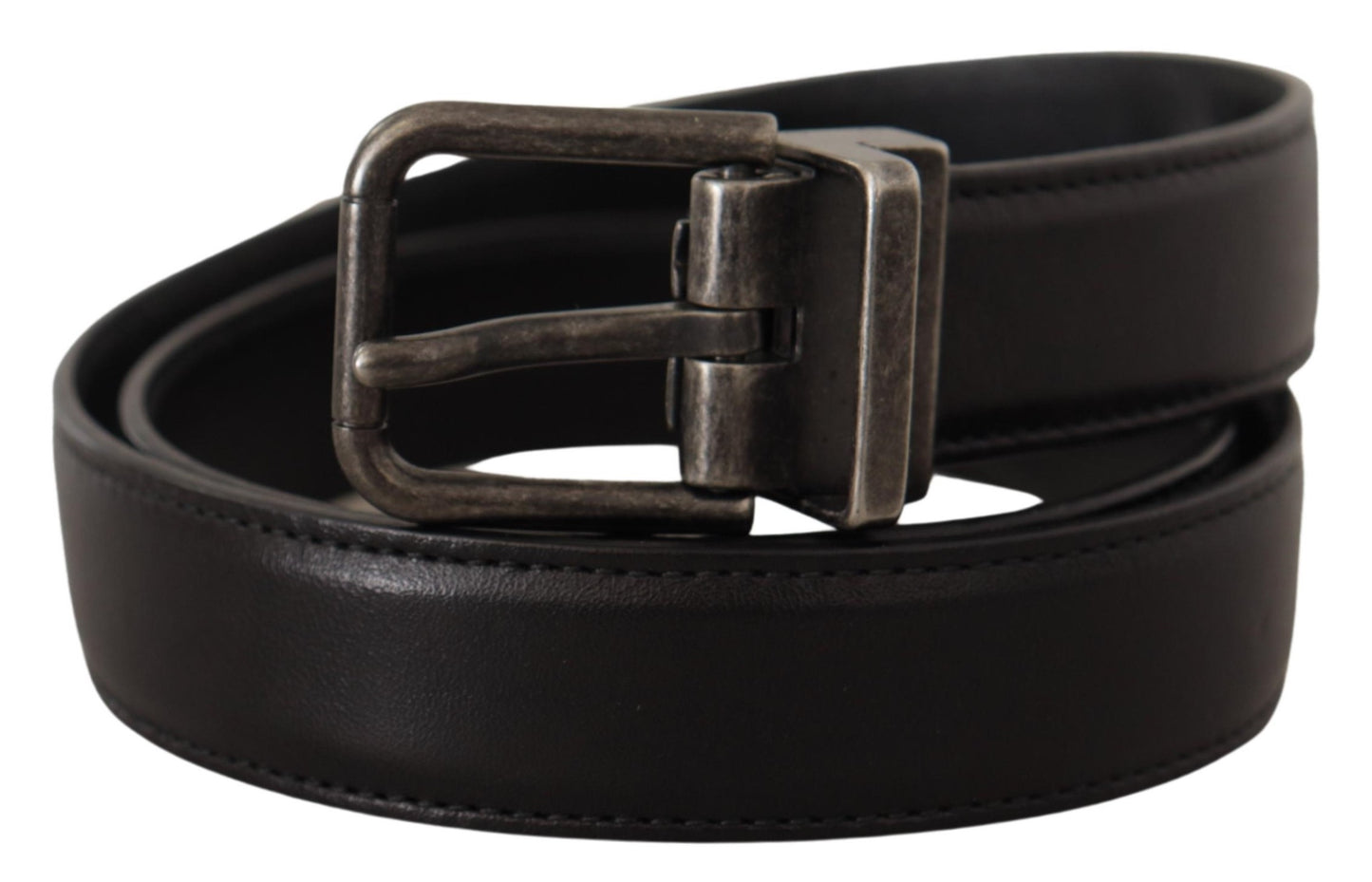 Ceinture Dolce & Gabbana en cuir de veau noir avec boucle en métal siglée