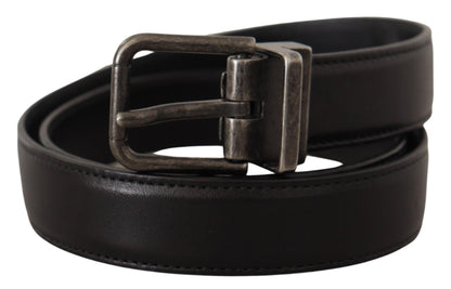 Ceinture Dolce & Gabbana en cuir de veau noir avec boucle en métal siglée