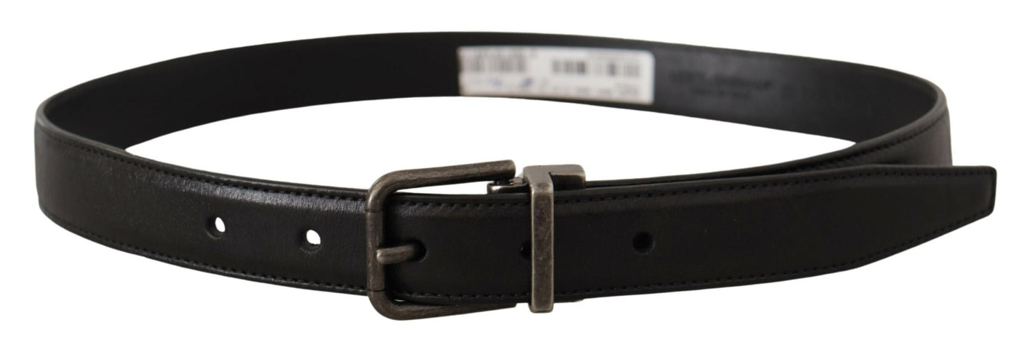 Ceinture Dolce & Gabbana en cuir de veau noir avec boucle en métal siglée