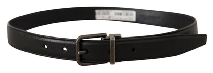 Ceinture Dolce & Gabbana en cuir de veau noir avec boucle en métal siglée