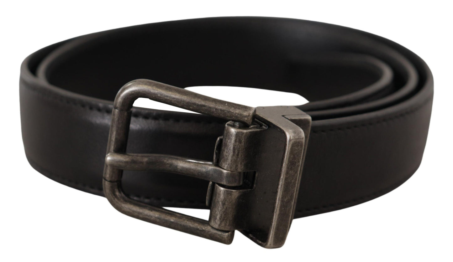Ceinture Dolce & Gabbana en cuir de veau noir avec boucle en métal siglée