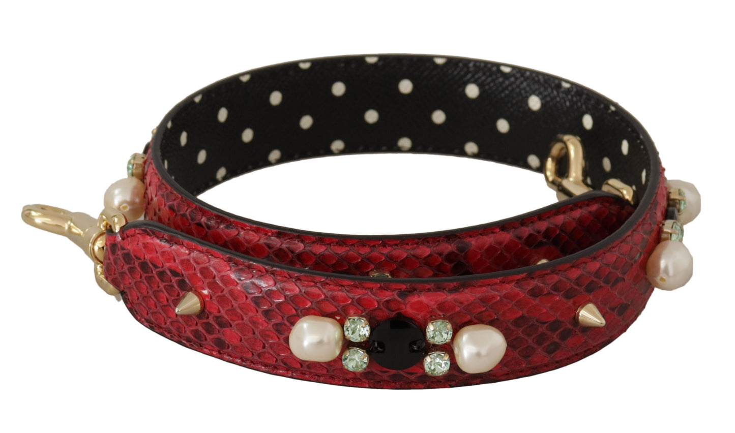 Bandoulière de sac Dolce & Gabbana en cuir exotique rouge et cristaux