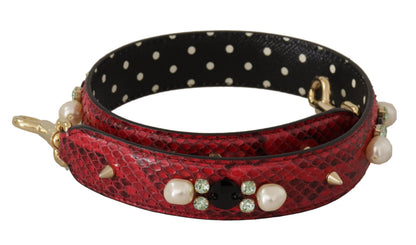 Bandoulière de sac Dolce & Gabbana en cuir exotique rouge et cristaux