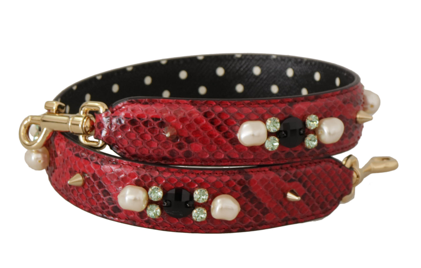 Bandoulière de sac Dolce & Gabbana en cuir exotique rouge et cristaux