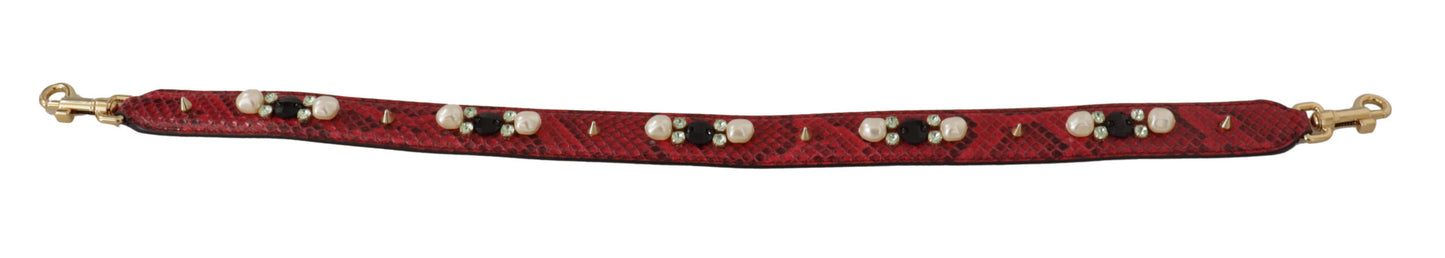 Bandoulière de sac Dolce & Gabbana en cuir exotique rouge et cristaux