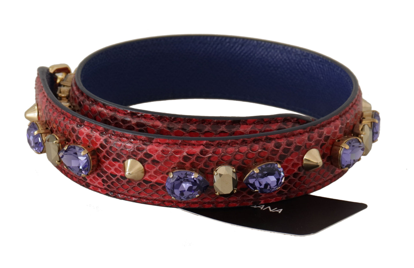 Bandoulière de sac Dolce & Gabbana en cuir exotique rouge et cristaux