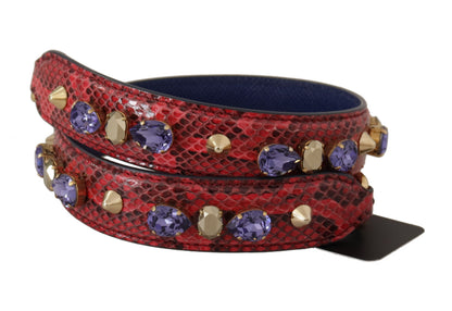Bandoulière de sac Dolce & Gabbana en cuir exotique rouge et cristaux