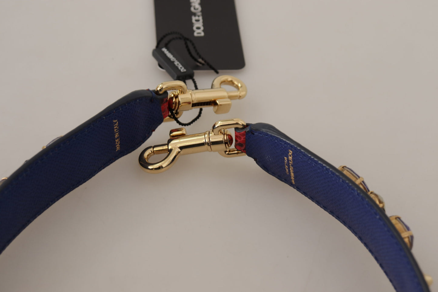 Bandoulière de sac Dolce & Gabbana en cuir exotique rouge et cristaux