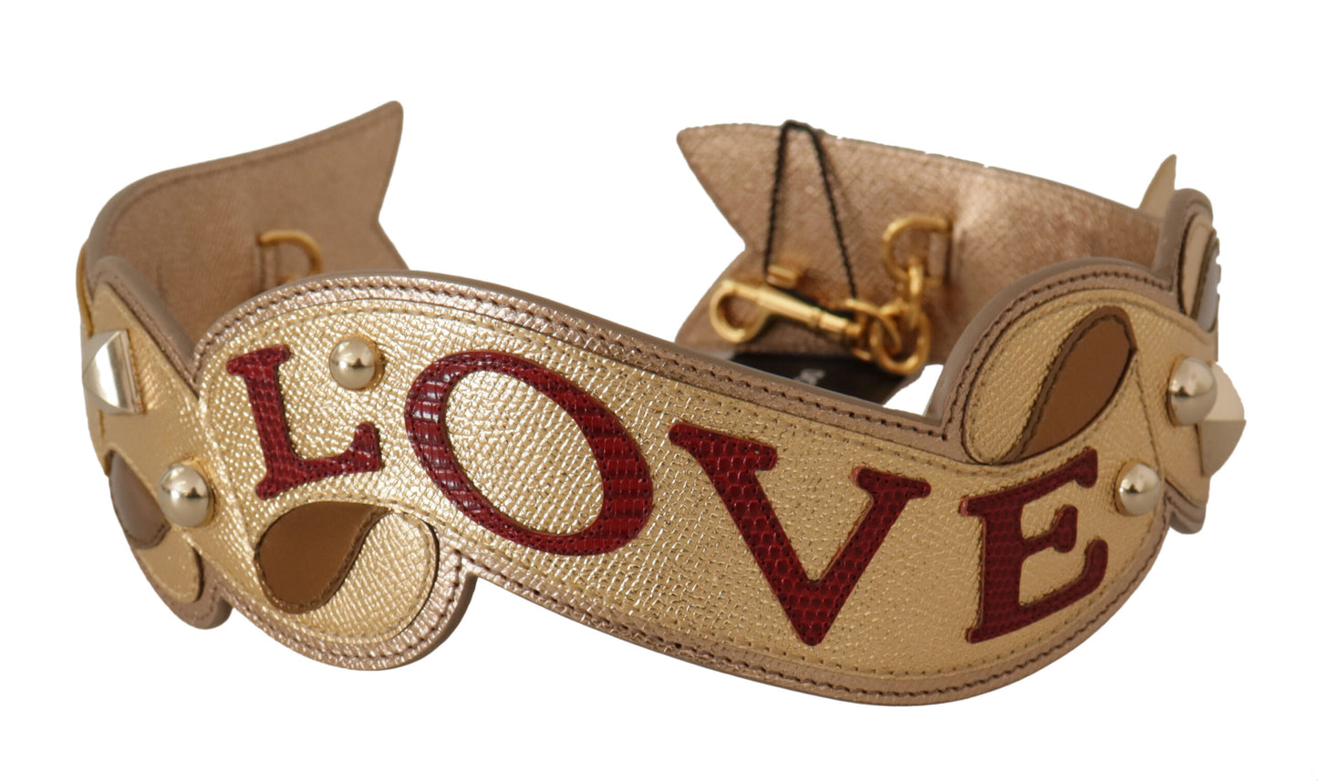 Bandoulière de sac Dolce & Gabbana Gold Leather LOVE Patch