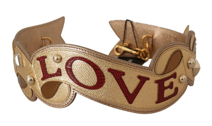 Bandoulière de sac Dolce & Gabbana Gold Leather LOVE Patch