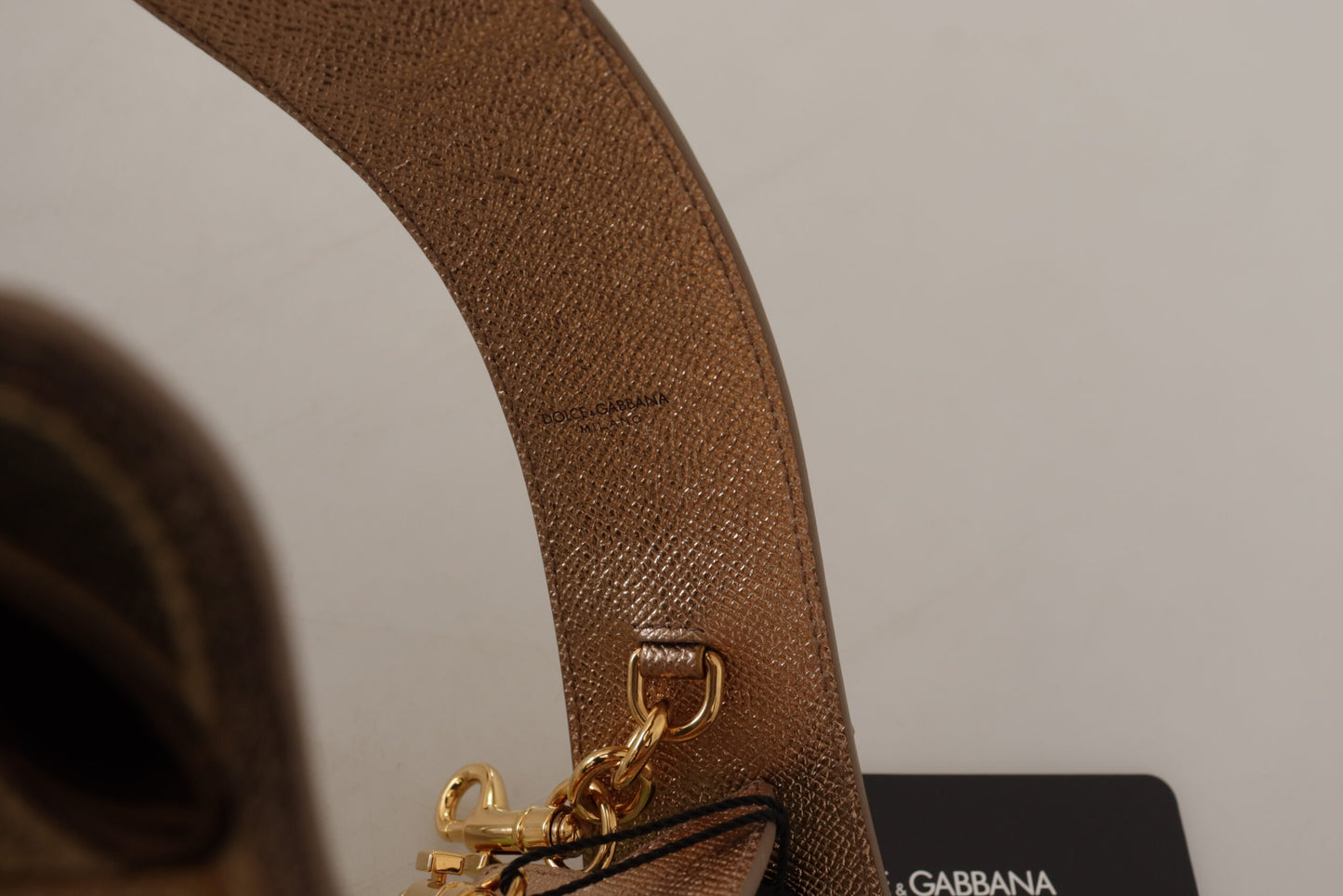 Bandoulière de sac Dolce & Gabbana Gold Leather LOVE Patch