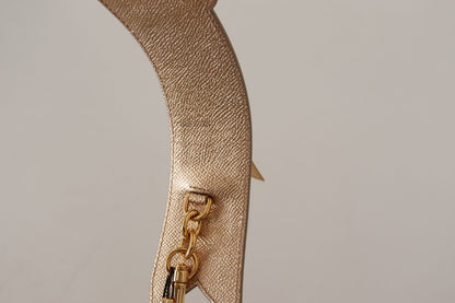 Bandoulière de sac Dolce & Gabbana Gold Leather LOVE Patch