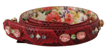 Bandoulière réversible en cuir exotique rouge ornée de cristaux Dolce & Gabbana